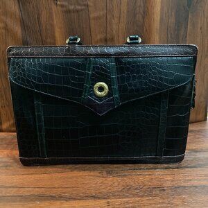 vintage Dolce Vita Jackson crocodile-embossed leather briefcase Bag